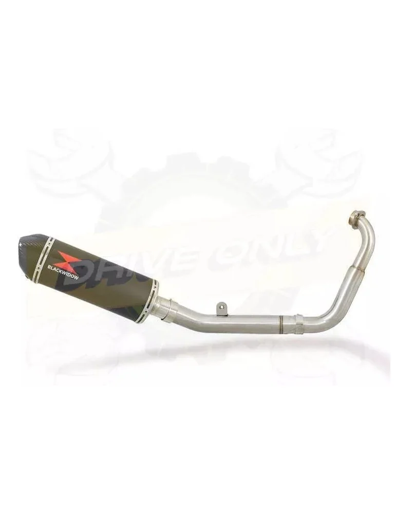 MT125 2014 - 2019 Exhaust System with 300mm Oval Black Painted Stainless Steel Silencer + Carbon Fibre Tip