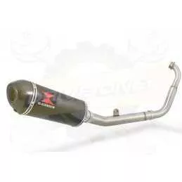 MT125 2014 - 2019 Exhaust System with 300mm Oval Black Painted Stainless Steel Silencer + Carbon Fibre Tip