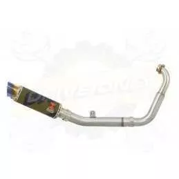 MT125 2014 - 2019 Exhaust System with 230mm Round GP Style Carbon Fibre Silencer + Stainless Steel Blue Tip