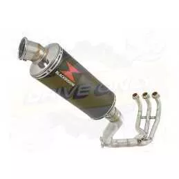 MT09 MT-09 2013-2021  High Level De-cat Exhaust System with 300mm Round Black Painted Stainless Steel Silencer