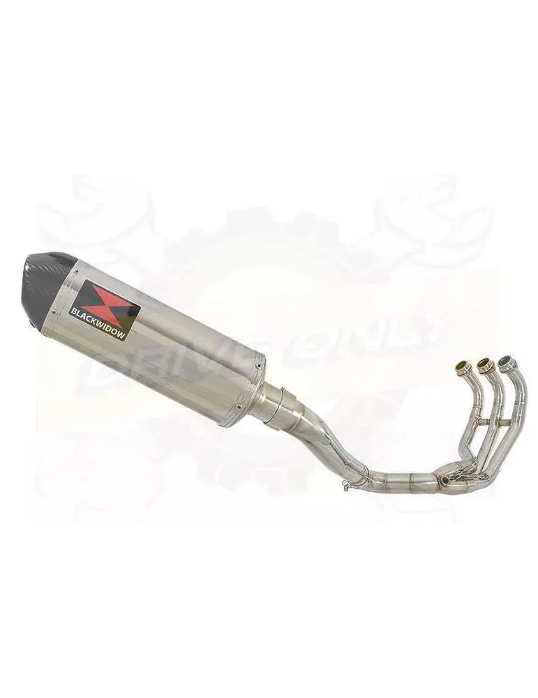 MT09 MT-09 2013-2021  High Level De-cat Exhaust System with 300mm Oval Stainless Steel Silencer + Carbon Fibre Tip