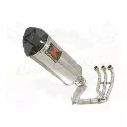 MT09 MT-09 2013-2021  High Level De-cat Exhaust System with 300mm Oval Stainless Steel Silencer + Carbon Fibre Tip