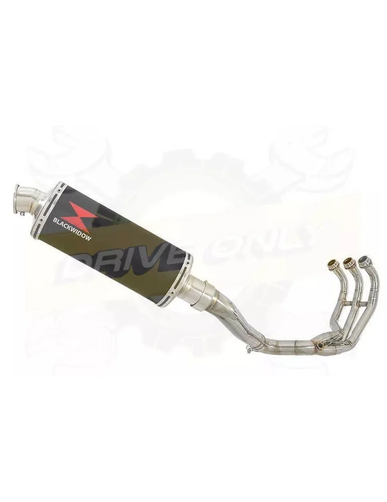 MT09 MT-09 2013-2021  High Level De-cat Exhaust System with 300mm Oval Black Painted Stainless Steel Silencer