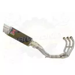 MT09 MT-09 2013-2021  High Level De-cat Exhaust System with 230mm Round GP Style Carbon Fibre Silencer + Titanium Ends