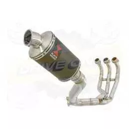 MT09 MT-09 2013-2021 High Level De-cat Exhaust System with 230mm Oval Black Painted Stainless Steel Silencer