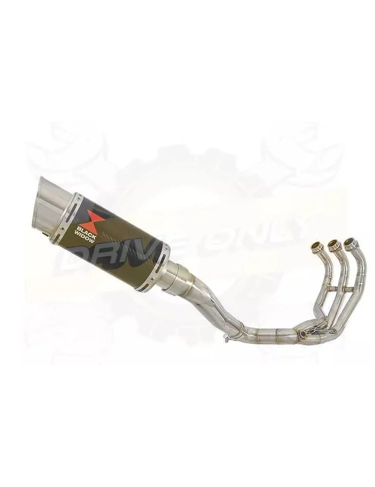 MT09 MT-09 2013-2021  High Level De-cat Exhaust System with 200mm Round Carbon Fibre Silencer