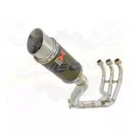 MT09 MT-09 2013-2021  High Level De-cat Exhaust System with 200mm Round Carbon Fibre Silencer