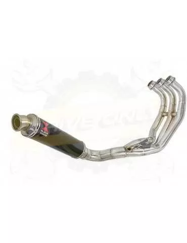 MT-09 Tracer 2013-2021 Passage Bas Décatalyseur Ligne complètes Rond Black Stainless Silencieux 350mm