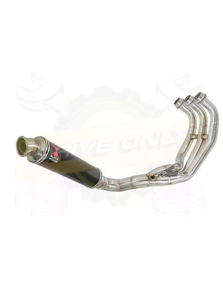 MT-09 Tracer 2013-2021 Passage Bas Décatalyseur Ligne complètes Rond Black Stainless Silencieux 350mm