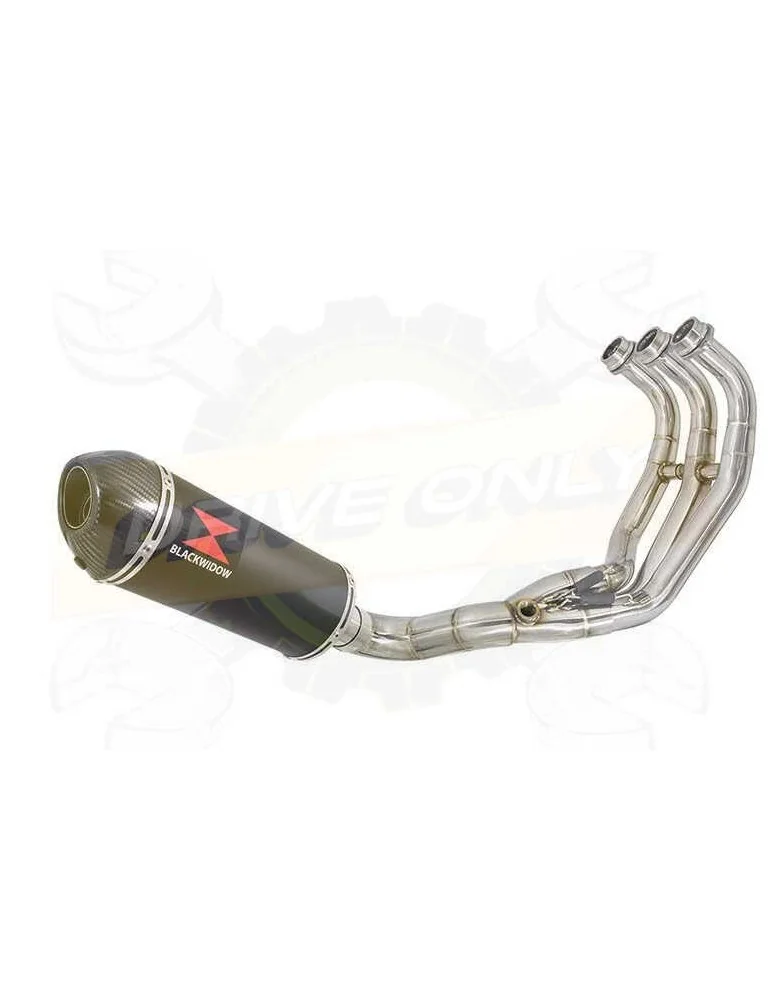 MT-09 Tracer 2013-2021 Passage Bas Décatalyseur Ligne complètes Ovale Black Stainless Silencieux + Carbon Tip 300mm