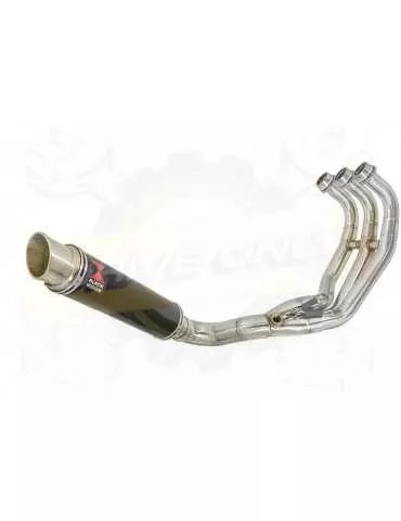 MT-09 Tracer 2013-2021 Passage Bas Décatalyseur Ligne complètes Rond GP Style Black Stainless Silencieux 350mm