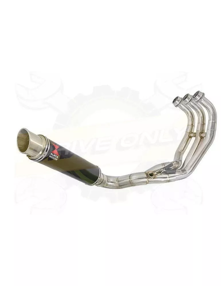 MT-09 Tracer 2013-2021 Passage Bas Décatalyseur Ligne complètes Rond GP Style Black Stainless Silencieux 350mm