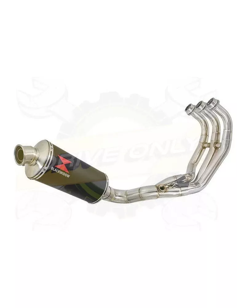 MT-09 Tracer 2013-2021 Passage Bas Décatalyseur Ligne complètes Ovale Black Stainless Silencieux 300mm
