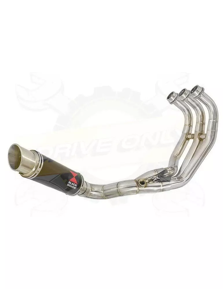 MT-09 Tracer 2013-2021 Passage Bas Décatalyseur Ligne complètes Rond GP Style Black Stainless Silencieux 230mm