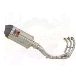MT09 MT-09 2013-2021  High Level De-cat Exhaust System with 200mm Oval Stainless Steel Silencer + Carbon Fibre Tip