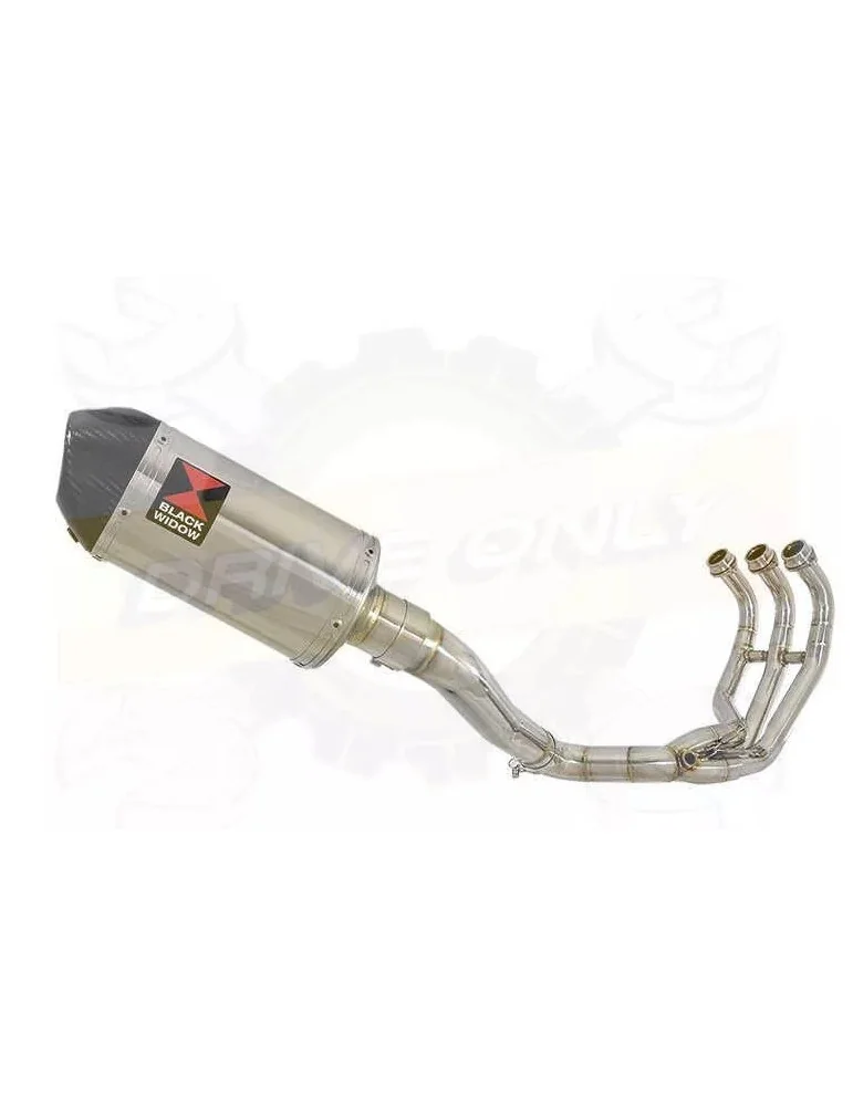 MT09 MT-09 2013-2021  High Level De-cat Exhaust System with 200mm Oval Stainless Steel Silencer + Carbon Fibre Tip