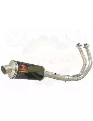 FZ-07 Tracer 2014 2015 2016 2017 Passage Bas Décatalyseur Ligne complète & Silencieux Ovale Noir En Inox 300mm