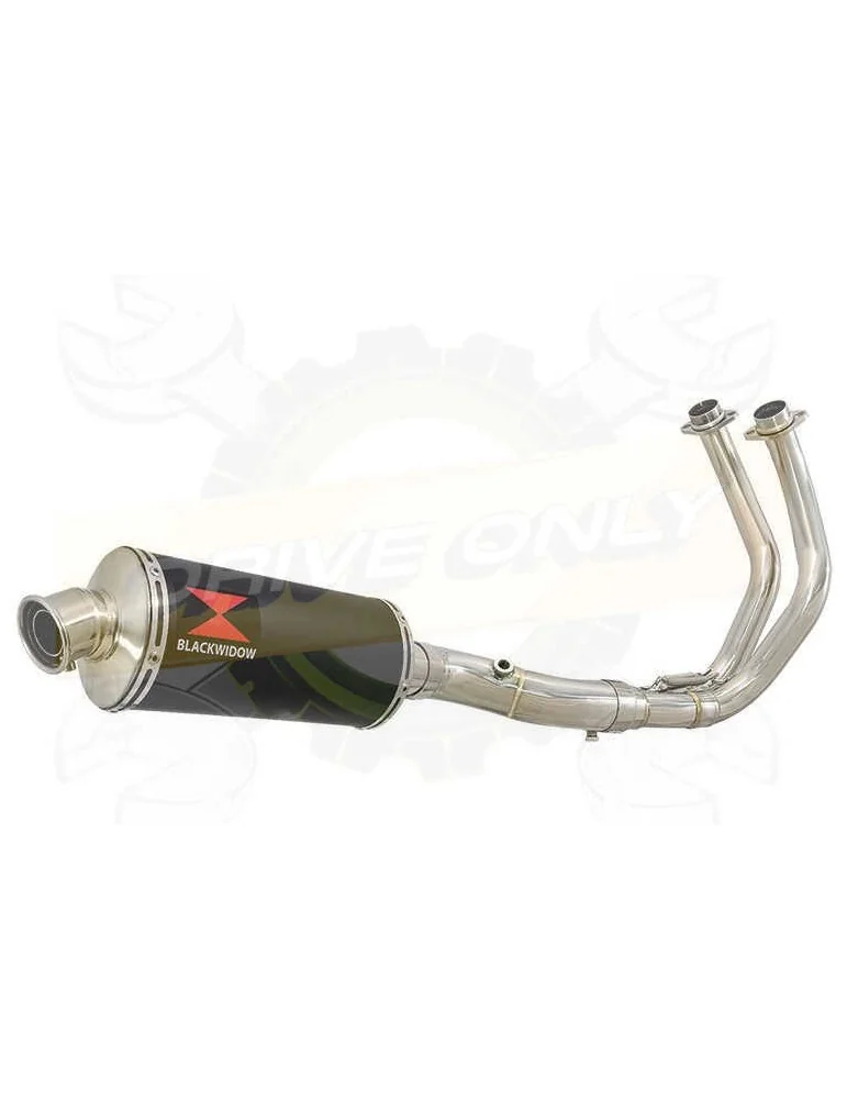 FZ-07 Tracer 2014 2015 2016 2017 Passage Bas Décatalyseur Ligne complète & Silencieux Ovale Noir En Inox 300mm