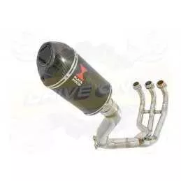 MT09 MT-09 2013-2021 High Level De-cat Exhaust System with 200mm Oval Carbon Fibre Silencer + Carbon Fibre Tip