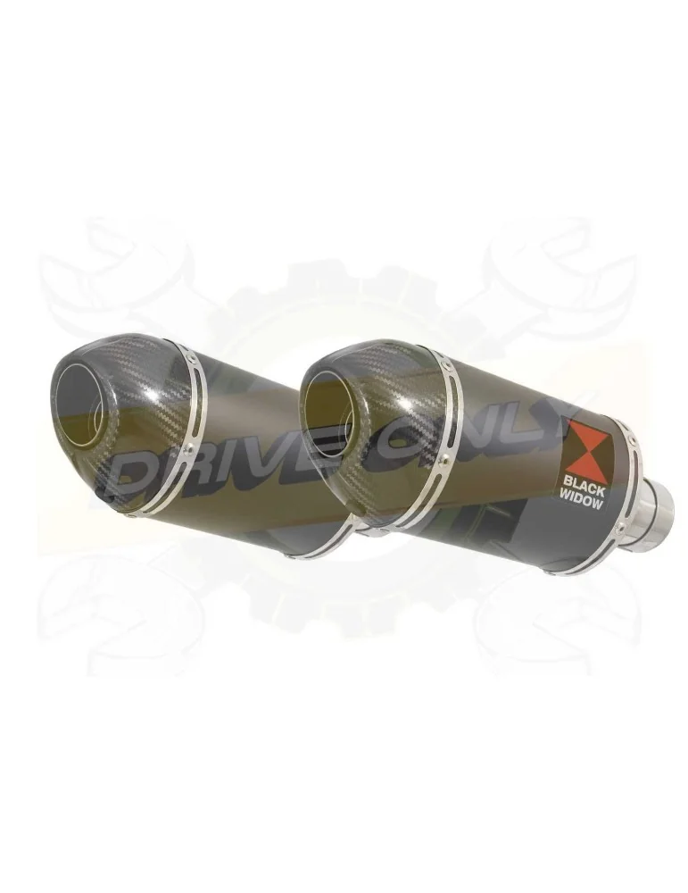 VFR 800 VTEC (RC46) 2002-2013 Tube de raccord & Silencieux Ovale Noir Inox + Carbone 200mm