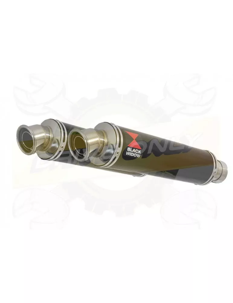 VFR 800 VTEC (RC46) 2002 - 2013 Tube de raccord + Silencieux Rond Noir Inox 350mm