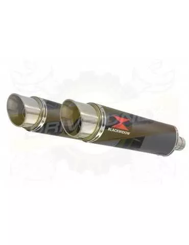 VFR 800 VTEC (RC46) 2002 - 2013 Tube de raccords  + Silencieux Rond GP Style Noir Inox 360mm