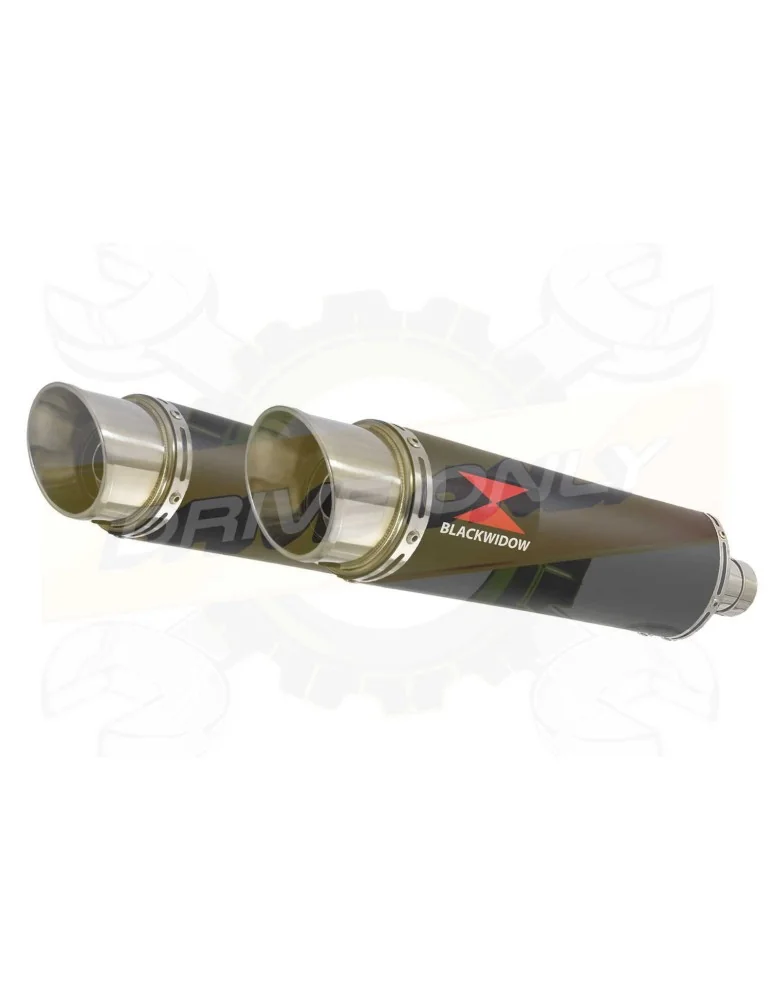 VFR 800 VTEC (RC46) 2002 - 2013 Tube de raccords  + Silencieux Rond GP Style Noir Inox 360mm