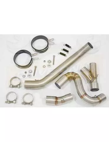 VFR 800 VTEC (RC46) 2002 - 2013 Tube de raccord + Silencieux Rond Noir Inox 300mm