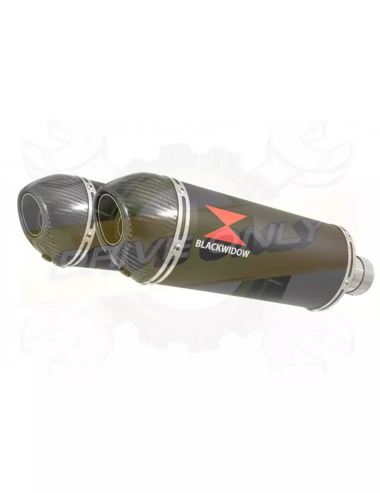VFR 800 VTEC (RC46) 2002-2011 Tube de raccord & Silencieux Ovale Noir Inox + Carbone 300mm