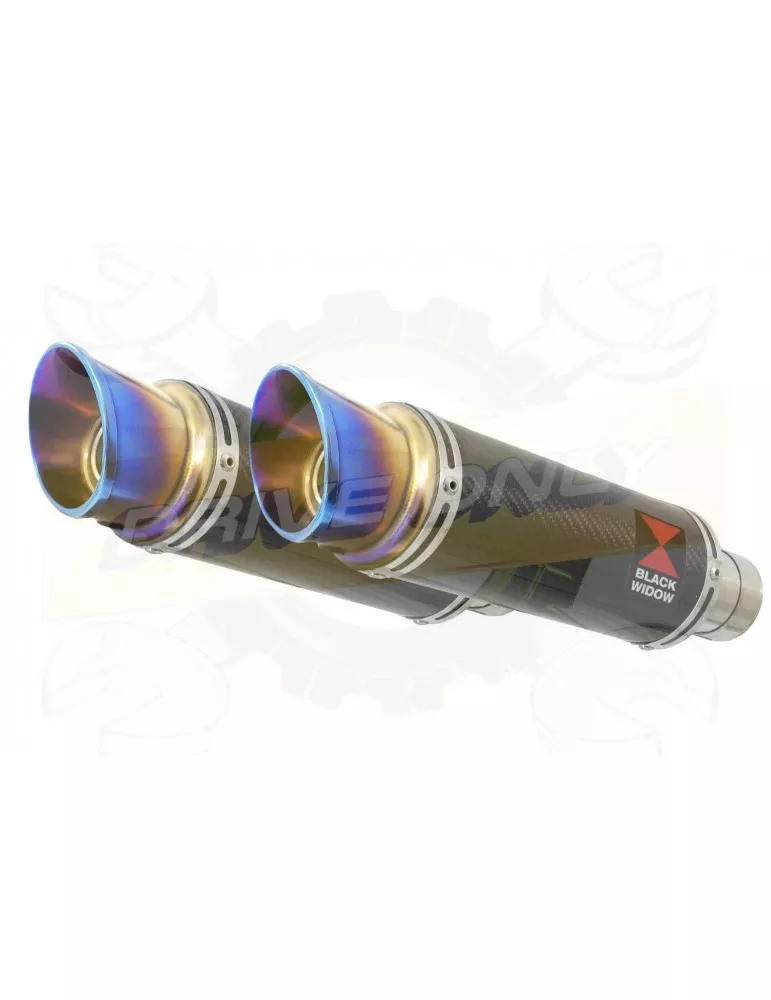 VFR 800 VTEC (RC46) 2002 - 2013 Tube de raccord & Silencieux Rond GP Style Carbone + canule Anodisé 230mm