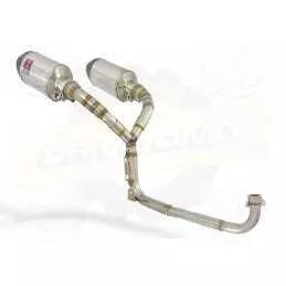MSX 125 GROM 1-2 Twin Exhaust System with 200mm Oval Stainless Steel Silencers with Carbon Fibre Tips