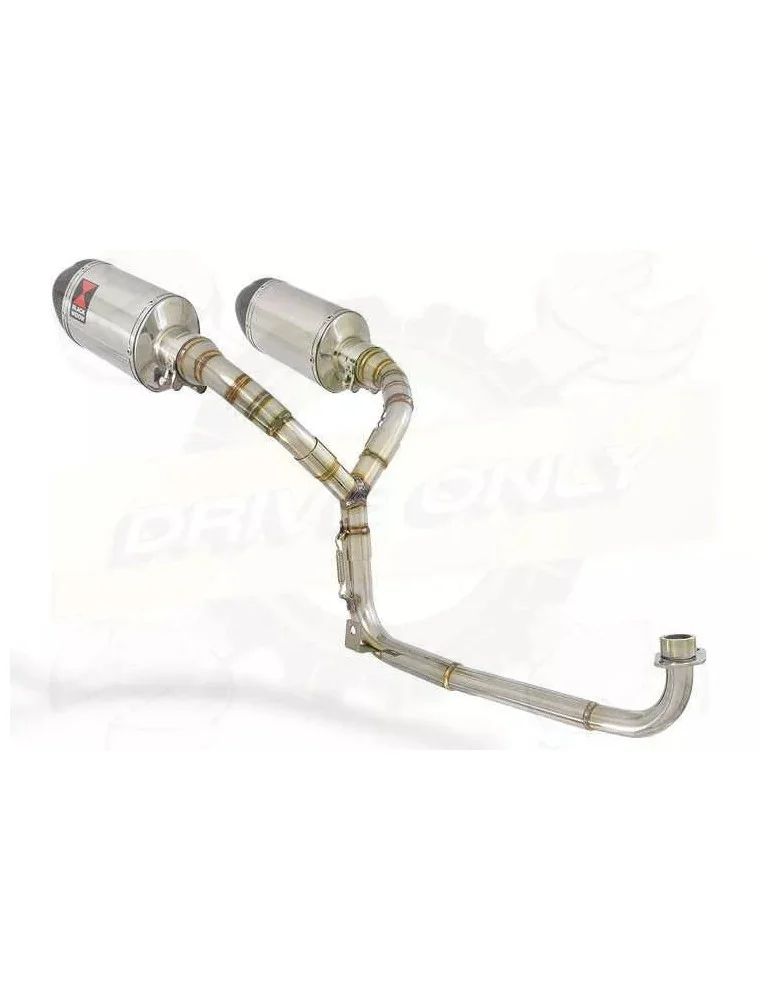 MSX 125 GROM 1-2 Twin Exhaust System with 200mm Oval Stainless Steel Silencers with Carbon Fibre Tips