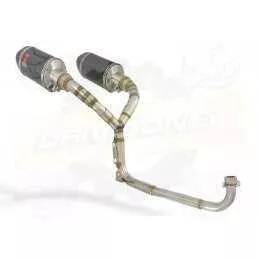 MSX 125 GROM 1-2 Twin Exhaust System with 200mm Oval Carbon Fibre Silencers with Carbon Fibre Tips