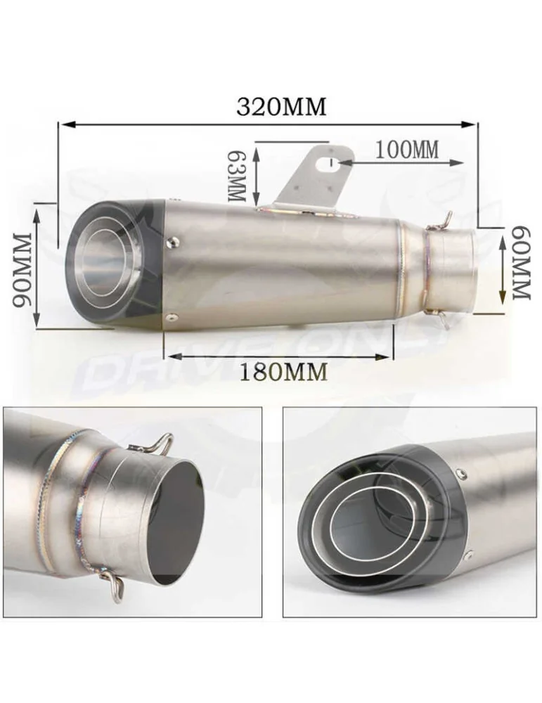 Silencieux sport inox / carbone universel 3 + accessoires