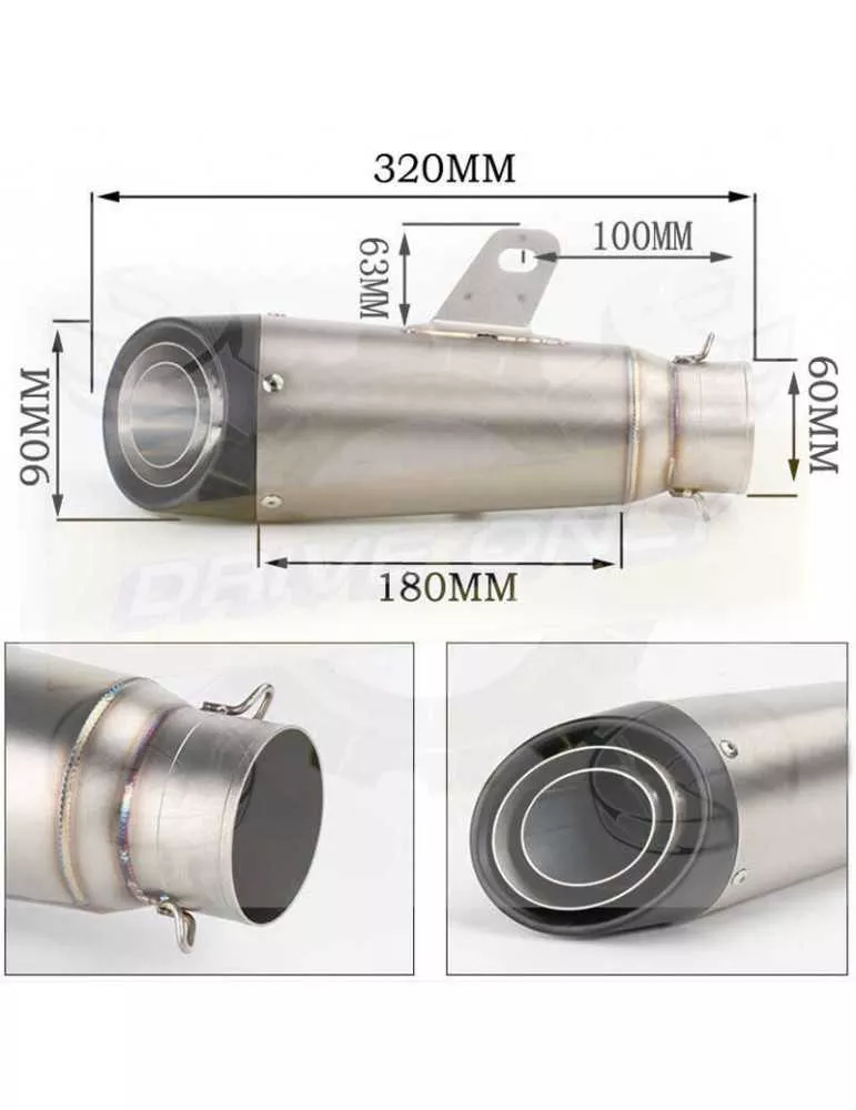 Silencieux sport inox / carbone universel 3 + accessoires