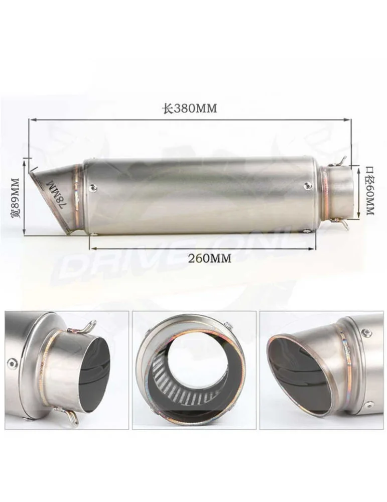 Silencieux sport inox / Carbone universel 3 60  + accessoires