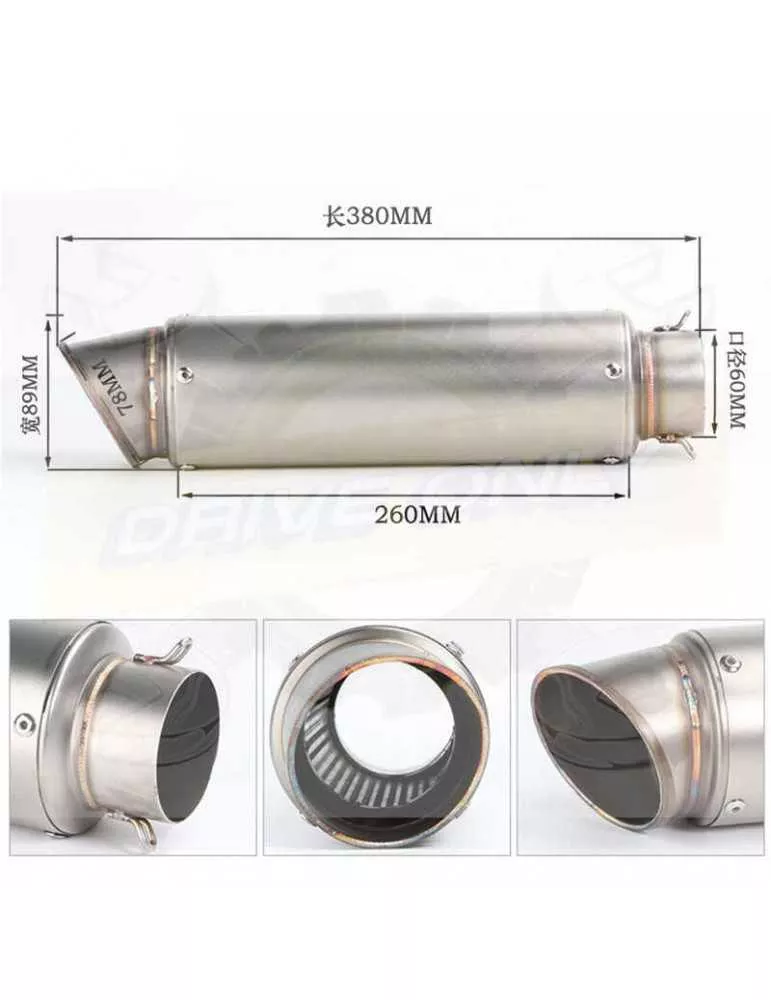 Silencieux sport inox / Carbone universel 3 60  + accessoires