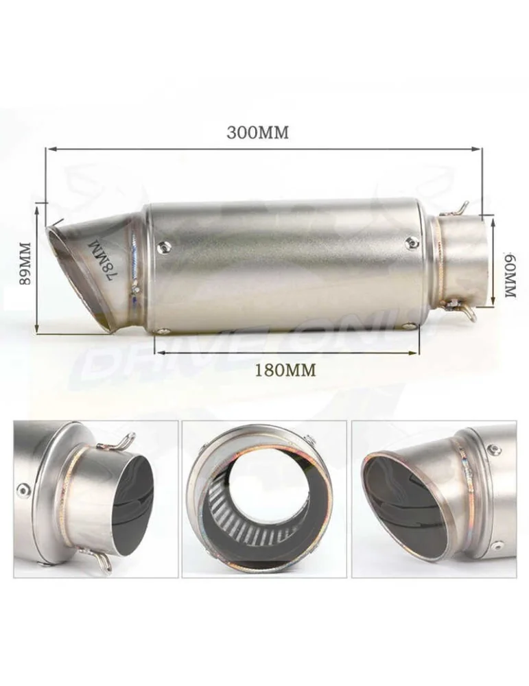 Silencieux sport inox / Carbone universel 3 60  + accessoires