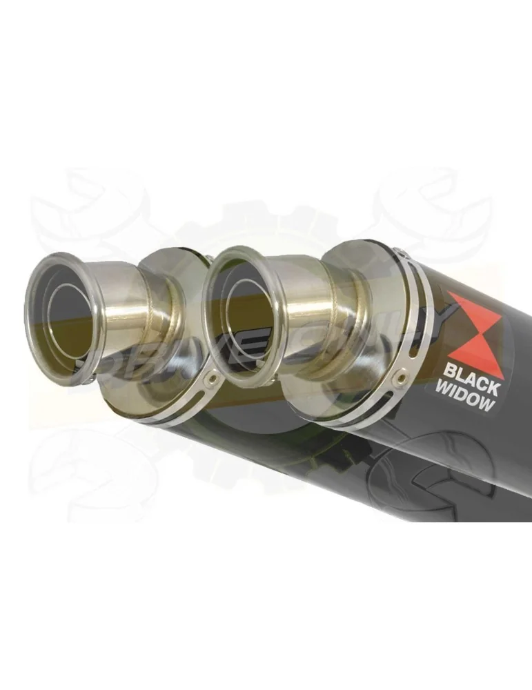 XT660Z TENERE 2008-2017 Tube de raccord & Silencieux Rond Noir en Inox 350mm