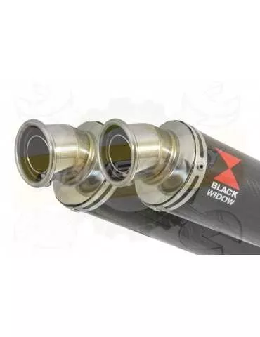 ZZR 1400 Ninja ZX14 2008-2011 4-2 Tube de raccord & Silencieux Rond en Carbone 350mm