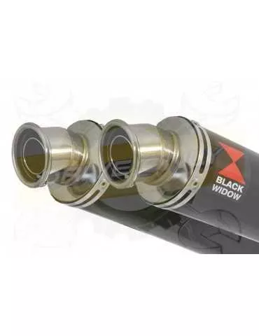 ZZR 1400 Ninja ZX14 2008-2011 4-2 Tube de raccord & Silencieux Rond Noir en Inox 350mm