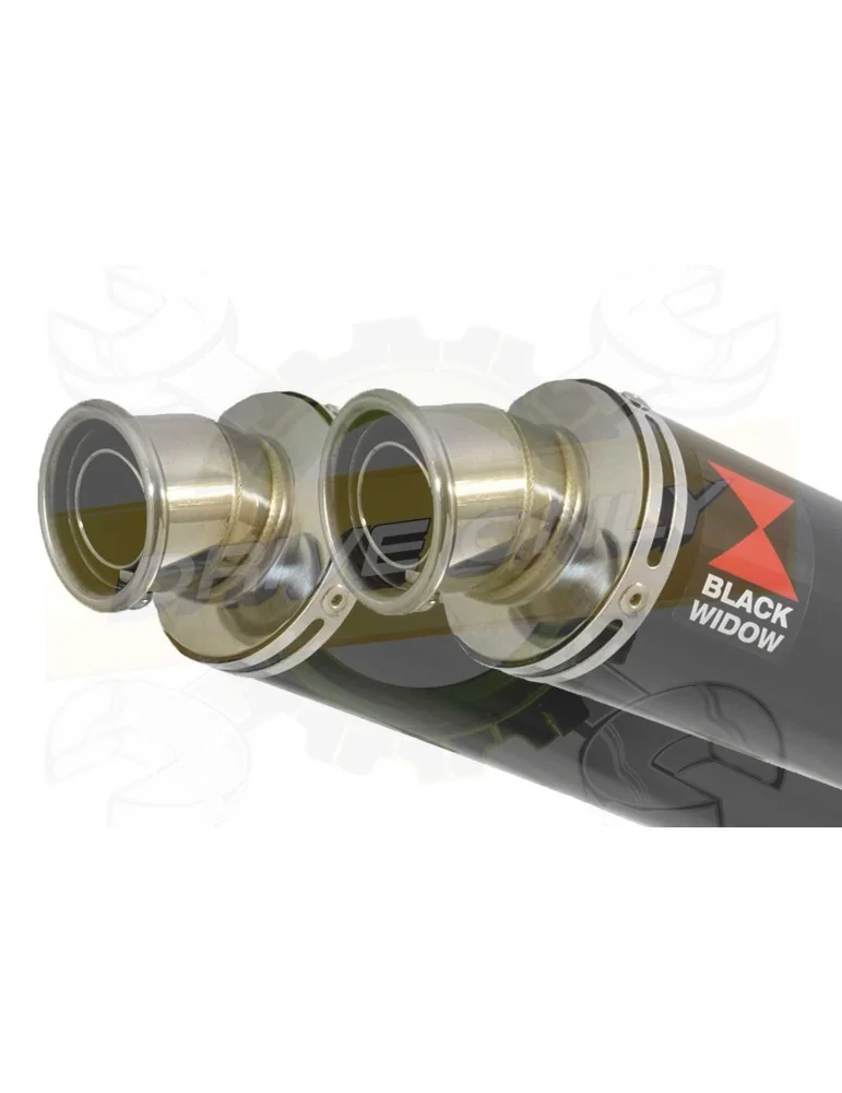 ZZR 1400 Ninja ZX14 2008-2011 4-2 Tube de raccord & Silencieux Rond Noir en Inox 350mm