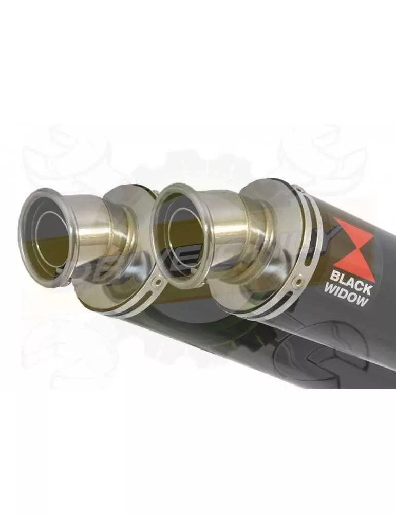 ZZR 1400 Ninja ZX14 2008-2011 4-2 Tube de raccord & Silencieux Rond Noir en Inox 350mm