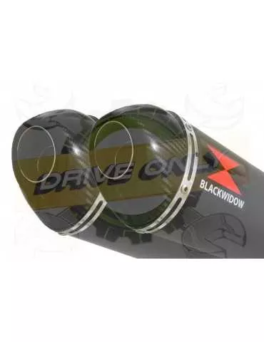 ZZR 1400 Ninja ZX14 2008-2011 4-2 Tube de raccord & Silencieux Ovale Noir en Inox & Canule en Carbone 300mm
