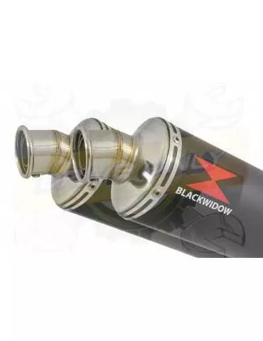 ZZR 1400 Ninja ZX14 2008-2011 4-2 Tube de raccord & Silencieux Rond Noir en Inox 300mm