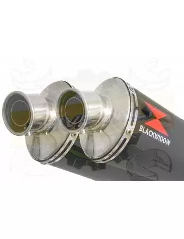 ZZR 1400 Ninja ZX14 2008-2011 4-2 Tube de raccord & Silencieux Ovale Noir en Inox 300mm