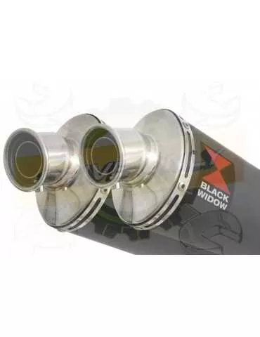 ZZR 1400 Ninja ZX14 2008-2011 4-2 Tube de raccord & Silencieux Ovale Noir en Inox 230mm