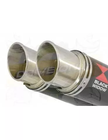 ZZR 1400 Ninja ZX14 2008-2011 4-2 Tube de raccord & Silencieux GP Rond Noir en Inox 230mm