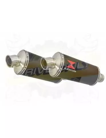 VFR 800 VTEC (RC46) 2002 - 2013 Tube de raccord + Silencieux Ovale Noir Inox 300mm