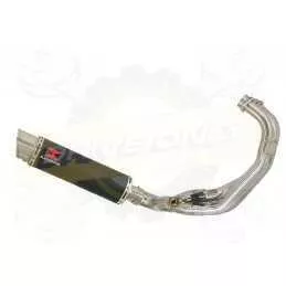 XSR 900 2016 2017 Low Level De-cat Exhaust System with 360mm Round GP Style Black Painted Stainless Steel Silencer